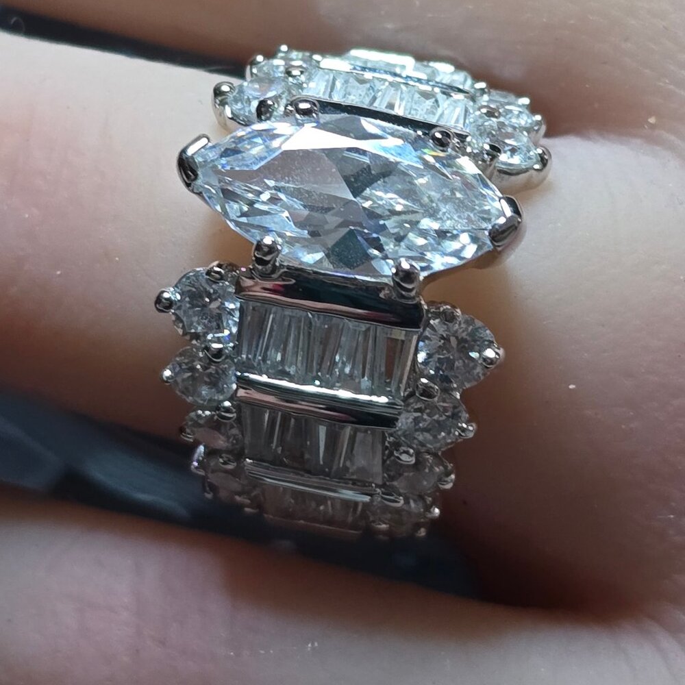 PalmBeach Jewelry 6.55 TCW Marquise CZ Sterling Silver Ring